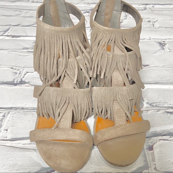 Material Girl Demi-Wedge Fringe Sandals - Picture 2 of 7
